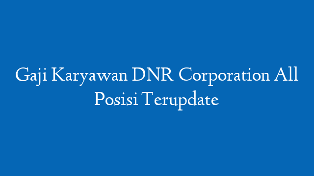 Gaji Karyawan DNR Corporation All Posisi Terupdate